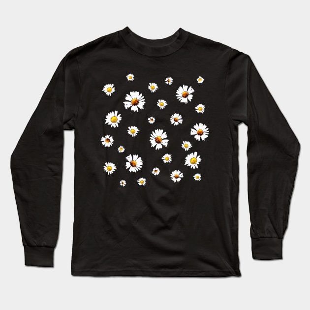 Daisy Collage (Bellis perennis, Asteraceae) Long Sleeve T-Shirt by RosArt100